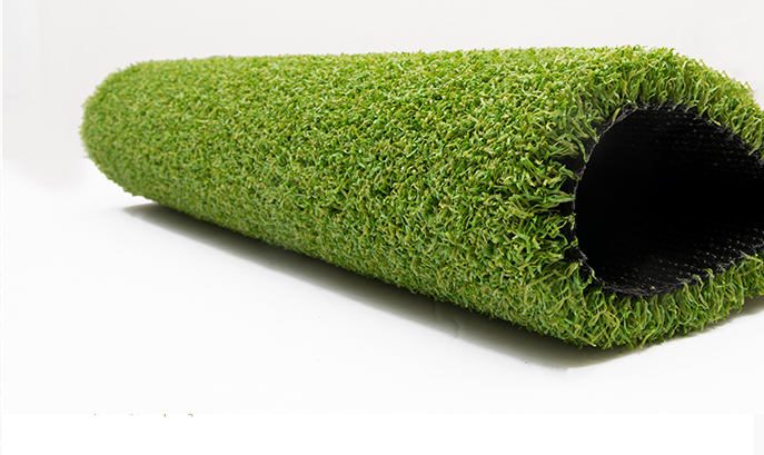 GPG50-roll Artificial turf cut around a series of cement squares