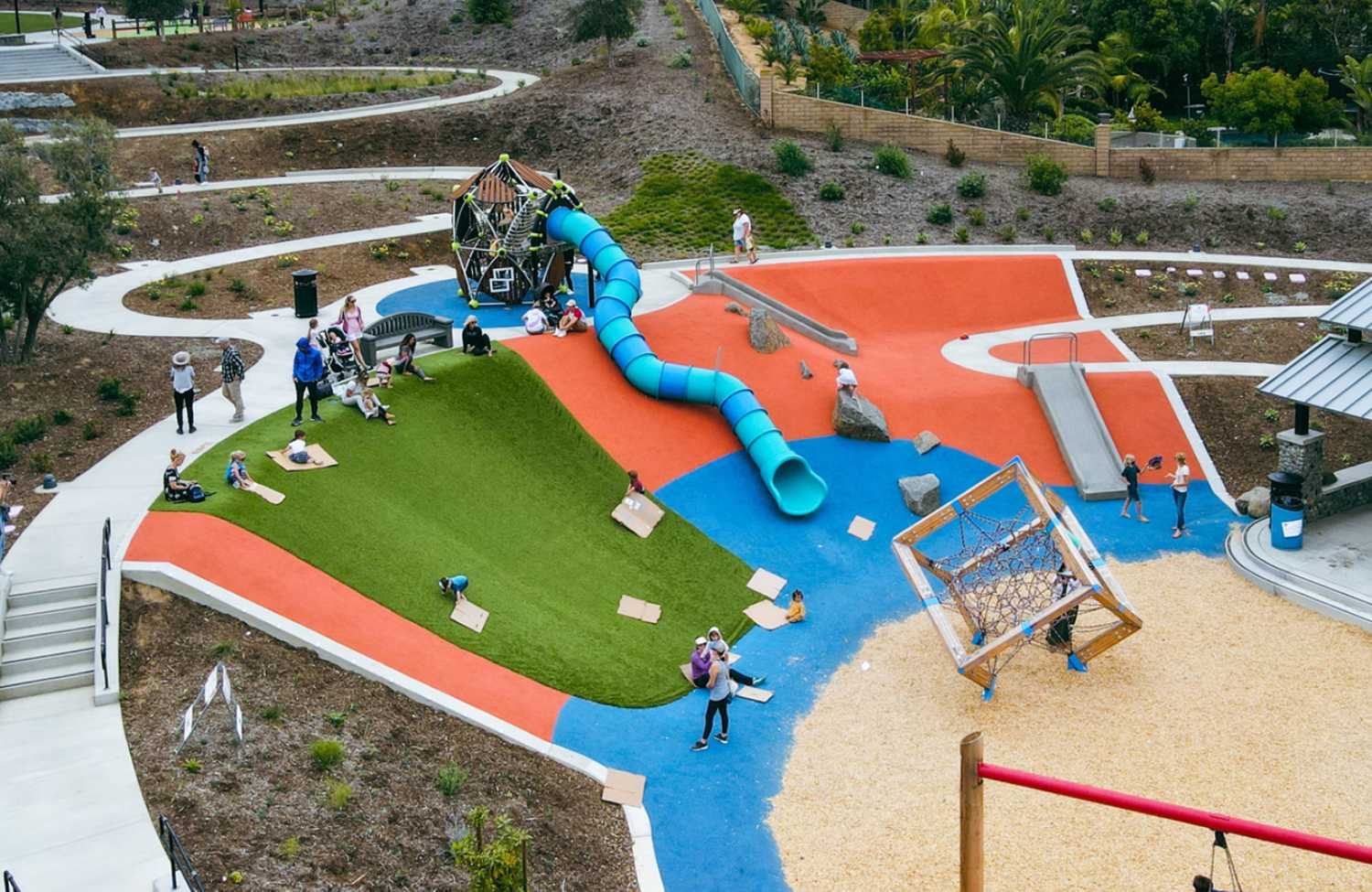 park-with-artificial-grass Drone shot of artificial grass park